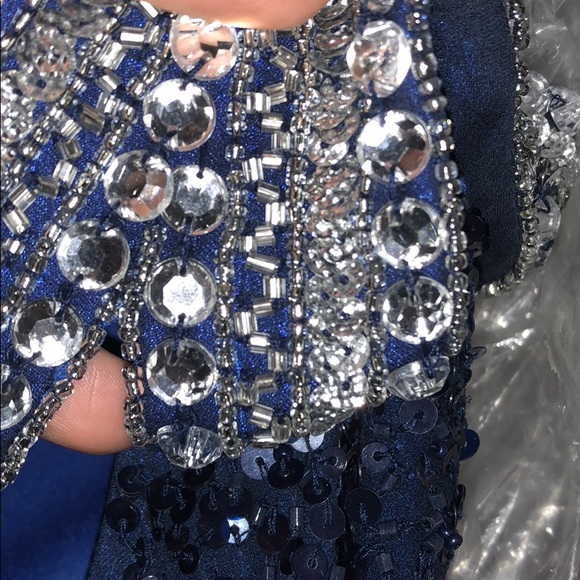 Blue Scala Beaded Prom Homecoming Gown Size 4 - Picture 5 of 5